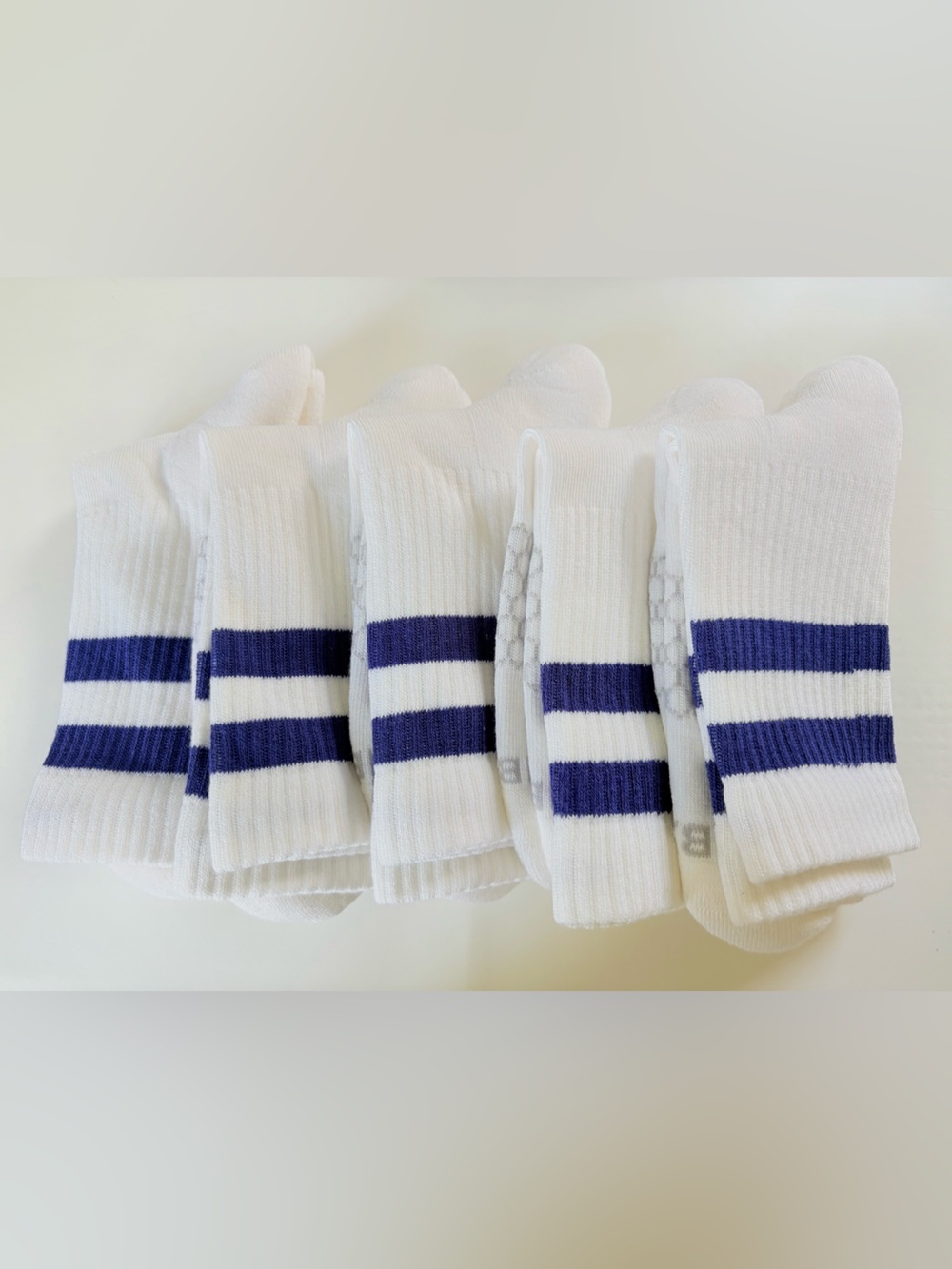 Bombas 5-Pack Cushioned Athletic Half Calf Socks Light Blue Striped Size M